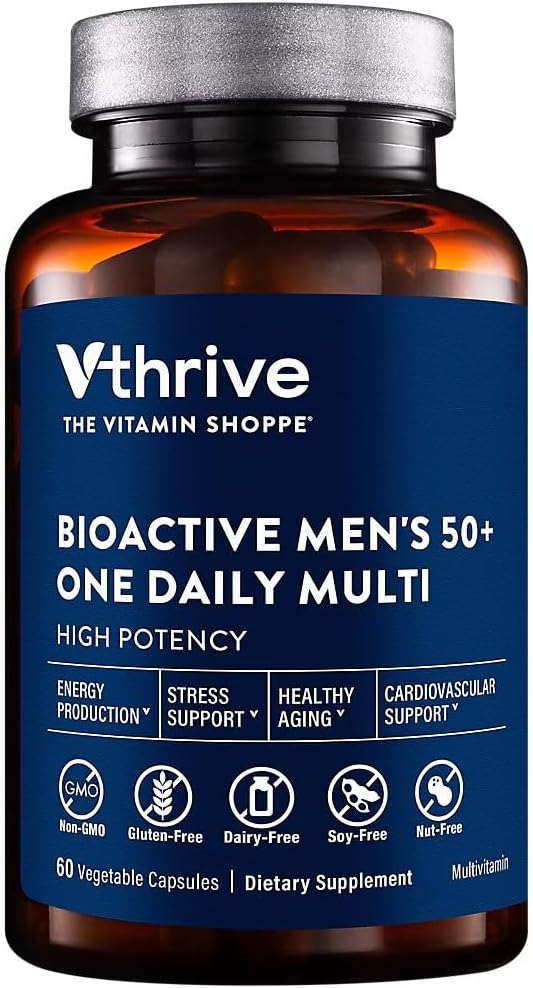 Vthrive Once-Daily Bioactive Multivitamin for Men 50+ Comprehensive Formula Designed to Support Energy Production Promote Stress Management and Enhance Overall Wellness (60 Vegetarian Capsules)