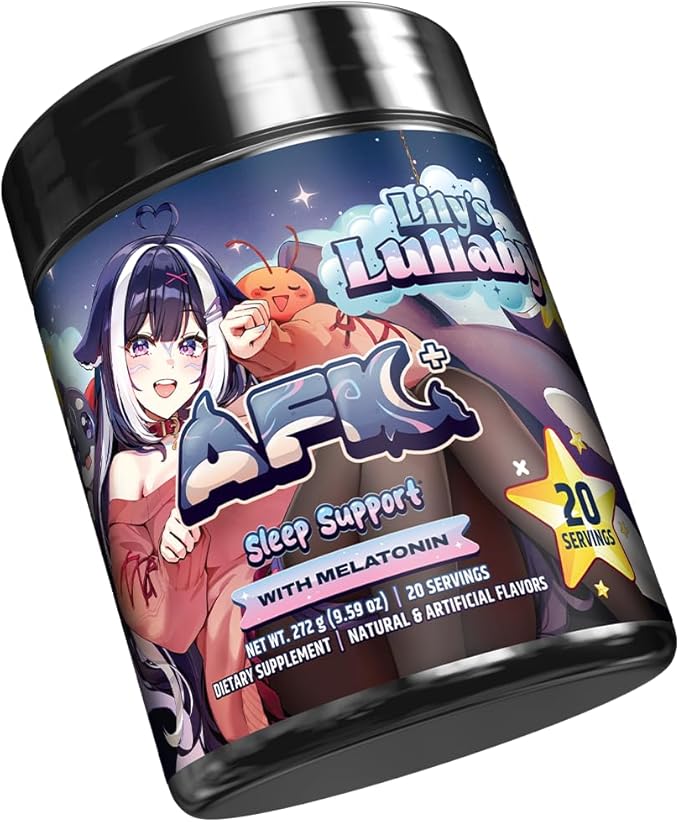Gamer Supps AFK+® (with Melatonin): Lily's Lullaby Hot Cocoa by Shylily - 20 Servings - Keto Friendly Magnesium-Focused Sleep Support Supplement Apigenin Sugar Free