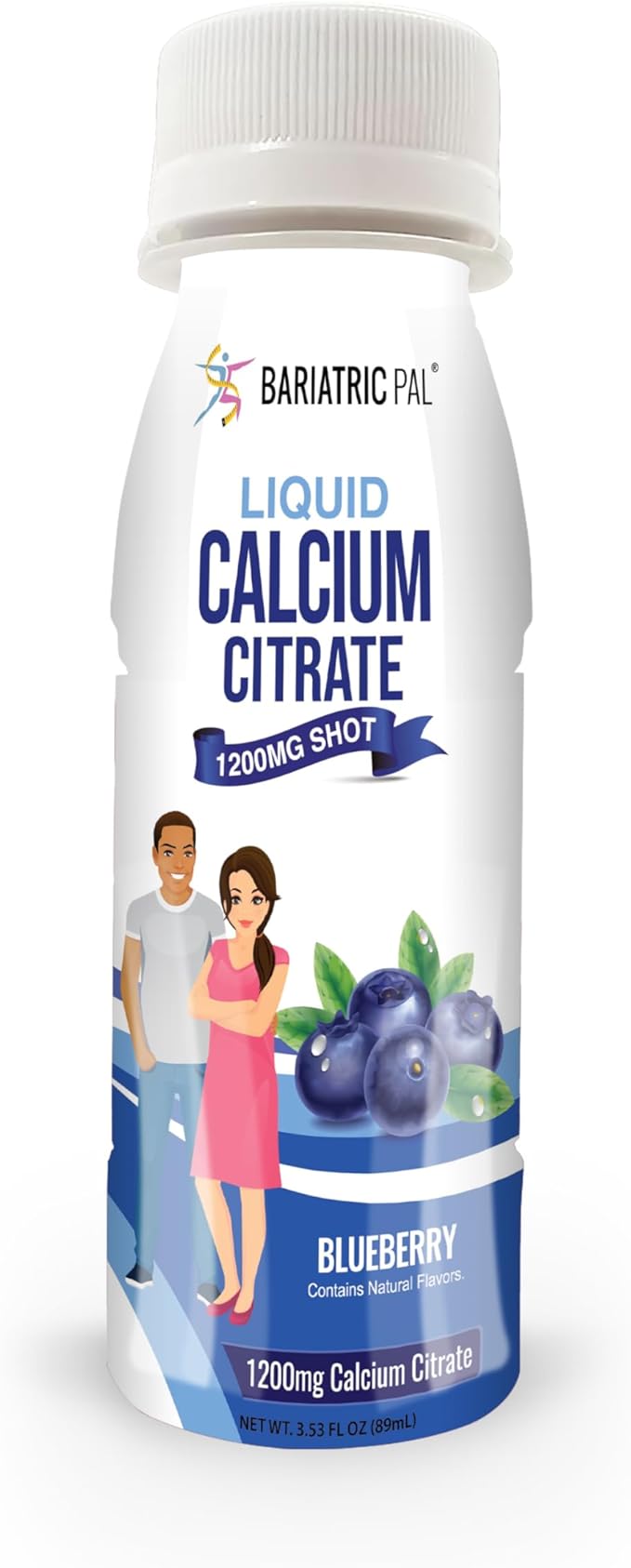 BariatricPal 1200mg Calcium Citrate Sugar-Free Liquid Shots - Blueberry (24-Pack)