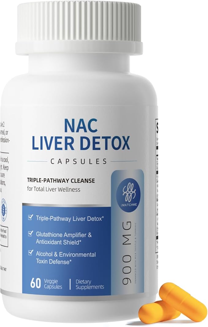 NAC Supplement 900 mg – Liver Cleanse Detox &amp Repair Antioxidant &amp Cellular Health Alcohol Defense Support – N-Acetyl Cysteine Capsules with Milk Thistle Turmeric Dandelion &amp Artichoke