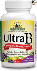 Organic Farms Vitamins Ultra B Complex &amp Minerals - 90 Tablets - 100% Natural Dietary Supplement