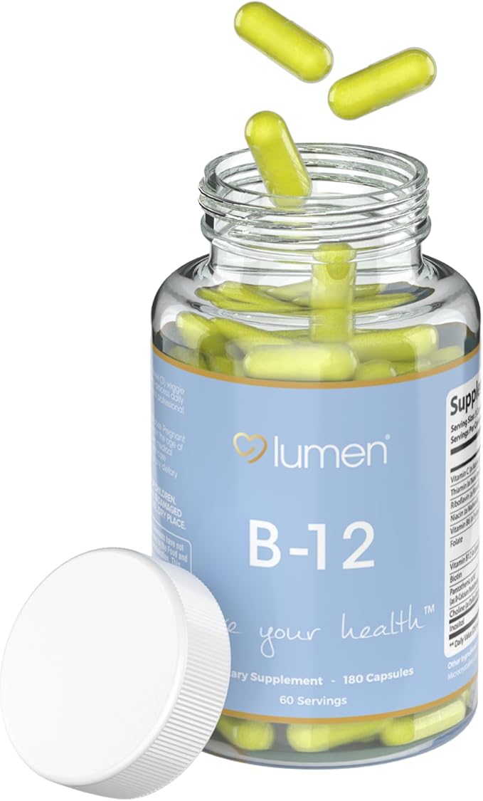 Lumen Naturals B-12 Complex for Women – 3000mcg Per Serving with Vitamin C &amp Biotin – 180 Veggie Capsules – 60 Servings – Non-GMO Gluten-Free and Easy to Take Daily