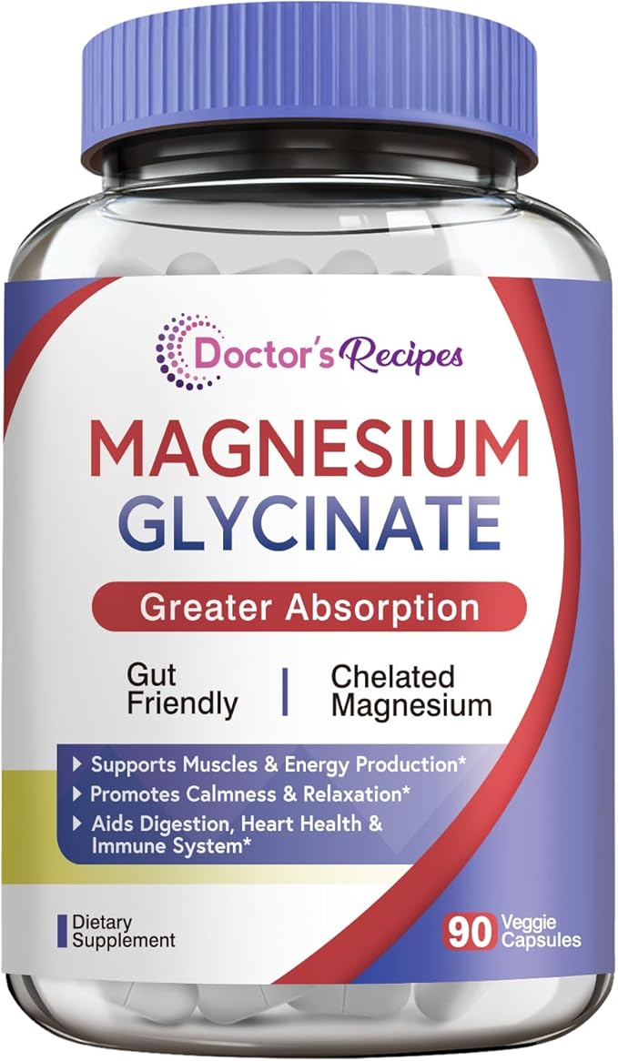 Doctor's Recipes Magnesium Glycinate 100mg 90 Capsules and Magnesium Glycinate 420mg 90 Capsules