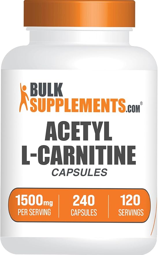 BulkSupplements.com Acetyl L-Carnitine Capsules - ALCAR HCl Carnitine Supplement - ALCAR Capsules Acetyl L-Carnitine 1500mg - Gluten Free 2 Capsules per Serving 240 Capsules