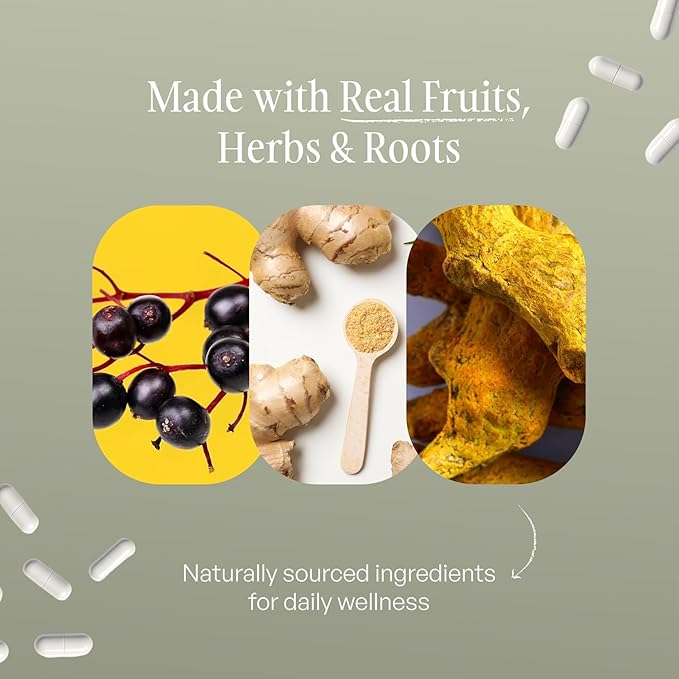 SUBSTANCE. Nature’s Vitality Daily D3 Boost Supplement - Vitamin D3 Zinc Elderberry Turmeric &amp Ginger - Immune Support &amp Bone Health - 90 Capsules