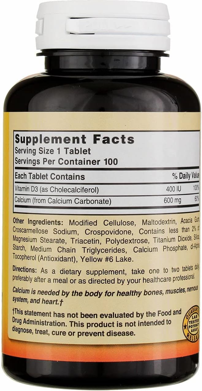 Nature's Blend Calcium Carbonate with Vitamin D3 100 Tablets (Pack of 2)