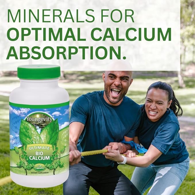 Youngevity Bio Calcium™ - Bioavailable Chelated Calcium + Magnesium Zinc Copper Potassium Boron - Absorbable Bone Support Supplement - (120 Capsules)