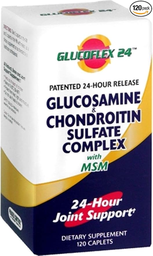 Windmill GLUCOFLEX GLUCOSAMINE &amp CHONDROITIN SULFATE with MSM 24-Hour Joint Support Dietary Supplement CAPLETS- 120 Count (Pack of 6)