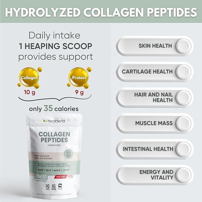Bovine Collagen Powder Hydrolyzed Multi Collagen Peptides Powder Supplement: for Collagen Protein Coffee and Healthy Hair Skin Nails - 45 Servings (2)