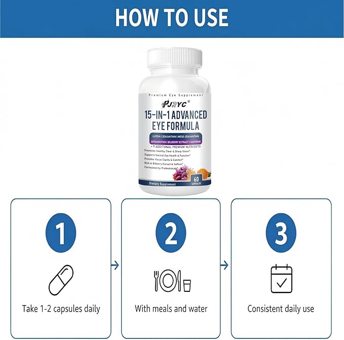 Neurobella Eye Formula - Neurobella 15 in 1 Advanced Eye Formula with All 3 Carotenoids Lutein &amp Zeaxanthin Bilberry Extract and Saffron 120 Capsules