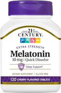 21st Century Melatonin Cherry Flavor 10 mg 120 Quick Dissolve Tablets - 2pc