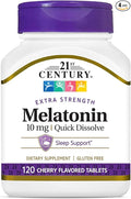 21st Century Melatonin Quick Dissolve Tablets Cherry 10 mg 120 Count (pack of 4)