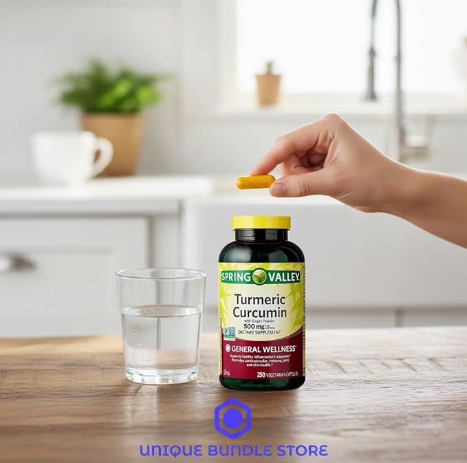 Turmeric Curcumin Supplement with Organic Ginger Powder 500 mg Tumeric Capsules 250 Vegetarian Count.