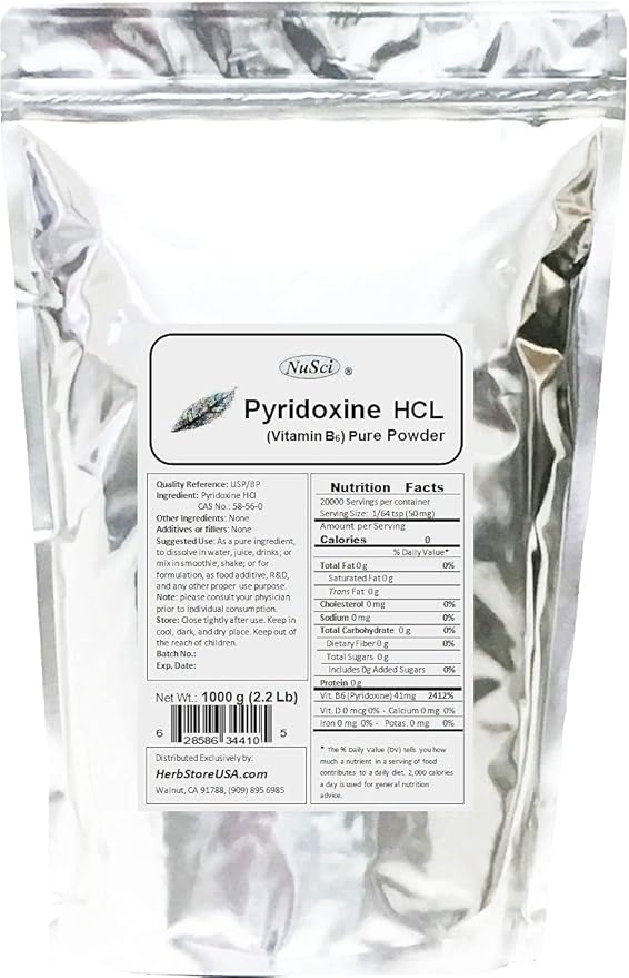 Pyridoxine HCl Vitamin B6 Pure Powder 1000g (1.0Kg 2.2 lb)
