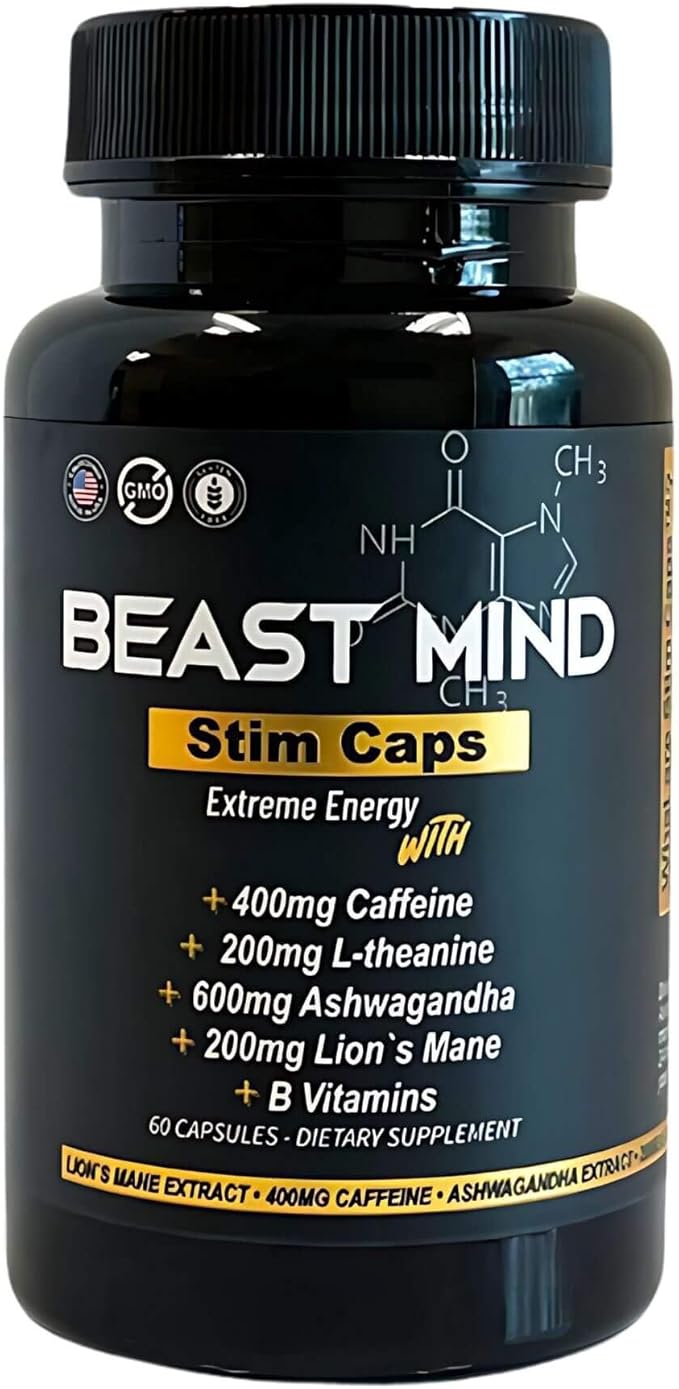 Day &amp Night Energy With Sleep Aid Bundle | 400mg Caffeine | 600mg Ashwagandha | 200mg Lions Mane | Increased Energy &amp Focus &amp Mood Sleep Aid with GABA Valerian Root Chamomile Melatonin