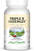 Maxi Health Triple B Lozenges - Vitamin B12 &amp B6 &amp Biotin - Strawberry Flavor - 90 Chewies - Kosher