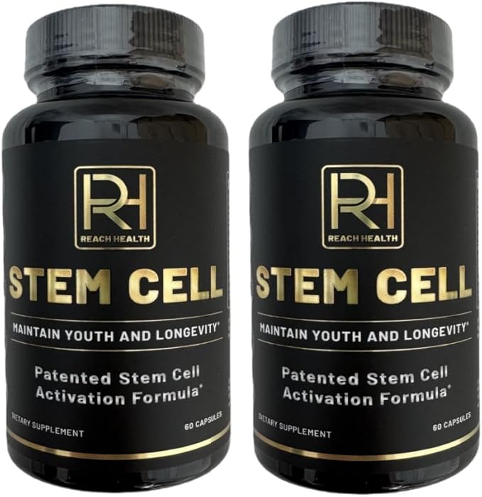 Stem Cell Activation Formula 60 Capsules with Vitamin D and B12 Youth and Longevity Support Maintain Youth and Longevity Patented StemCell Activation Fomula (2 Bottle (120 softgels))