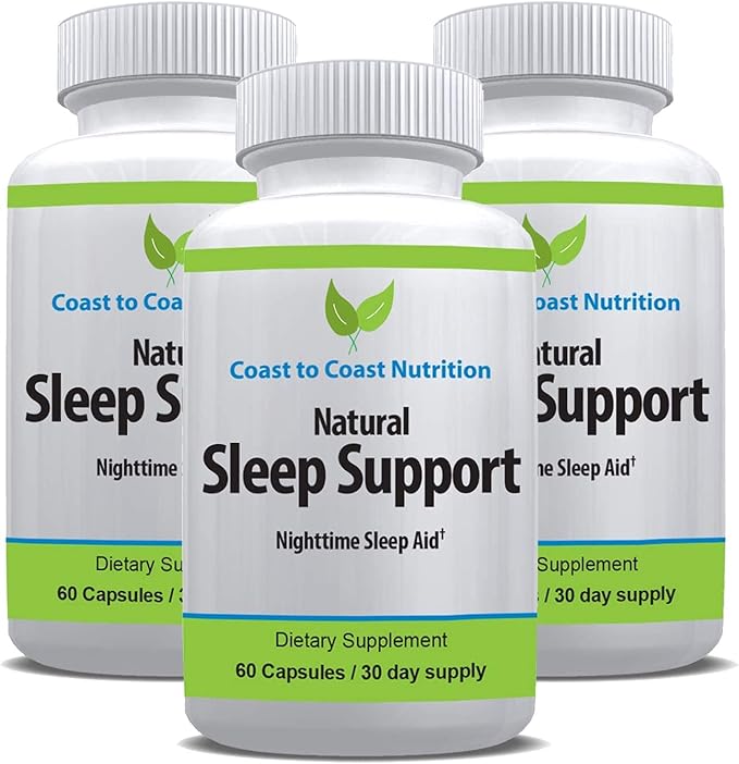 Sleep Support Supplement 60 Capsules with L-Tryptophan GABA Chamomile Melatonin 10 mg + Proprietary Sleep Formula Blend. Sleep Better Sleep Longer and Wake Refreshed. 30 Day Supply