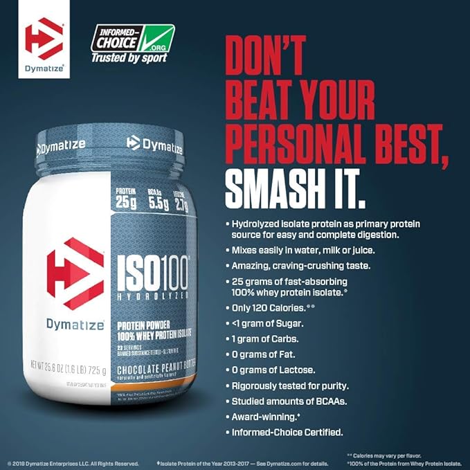 Dymatize ISO100 Hydrolyzed 100% Whey Protein Isolate Strawberry -- 5 lbs