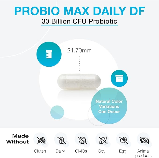 XYMOGEN ProbioMax Daily 30B - Probiotics for Digestive Health Support - Lactobacillus Acidophilus &amp Bifidobacterium Lactis HN019 - Vegetarian Gluten-Free &amp Non-GMO - 60 Capsules
