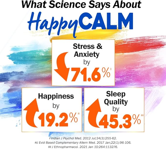 LABO Nutrition Happy Calm with KSM-66 Ashwagandha 5% Withanolides Saffron Extract and Black Pepper Extract for Stress Relief Energy Quality Sleep &amp Relaxation Non GMO 90 Veggie Capsules