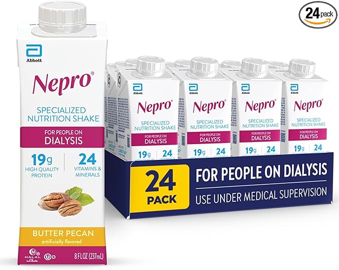 Nepro Nutrition Shake for People on Dialysis 19g Protein 420 Calories Butter Pecan 8 fl oz Pack of 24