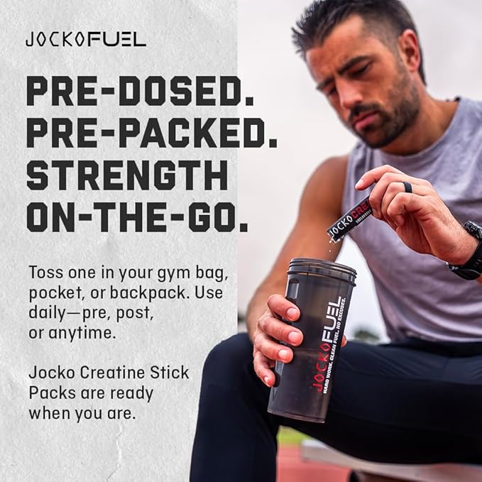 Jocko Fuel Creatine Stick Packs - Creatine Monohydrate Powder Travel Packs for Men &amp Women Supplement for Athletic Performance &amp Muscle Health 30 Servings 150g (Unflavored)