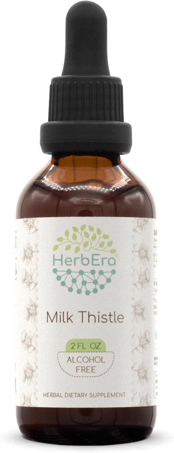 HerbEra Milk Thistle B60 Alcohol-Free Herbal Extract Tincture Concentrated Liquid Drops Natural Milk Thistle (Silybum marianum) Dried Seed (2 fl oz)