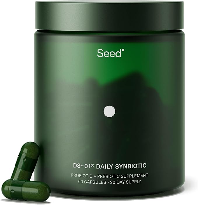 Seed DS-01 Daily Synbiotic - Prebiotic and Probiotic for Women &amp Men - Digestive Health Gut Health Immune Support Bloating &amp Constipation Relief - Vegan &amp Shelf-Stable - 60 Capsules (30