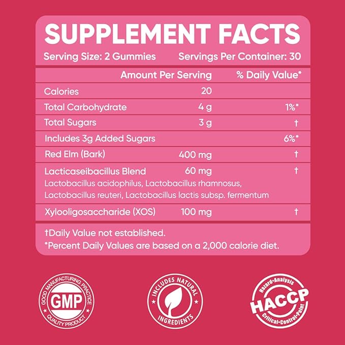 Probiotics for Women Gummies - Multiple Probiotics &amp Red Elm - Supports Gut Flora Feminine Health &amp Immune Function - 60 Active Daily Gummies (1PCS)
