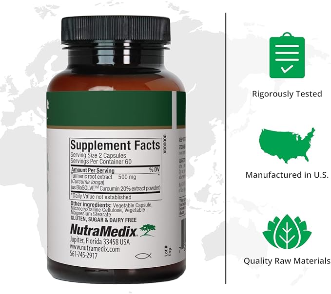 NutraMedix Curcumin - 500mg Turmeric Capsules - Promotes a Healthy Inflammatory Response Immune System Brain Heart &amp Liver Support (120 Capsules)