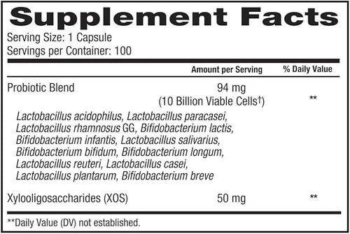 Advanced Digestive Probiotic 12 Strains 10 Billion Viable Cells Gluten Soy and Dairy Free - 100 Capsules