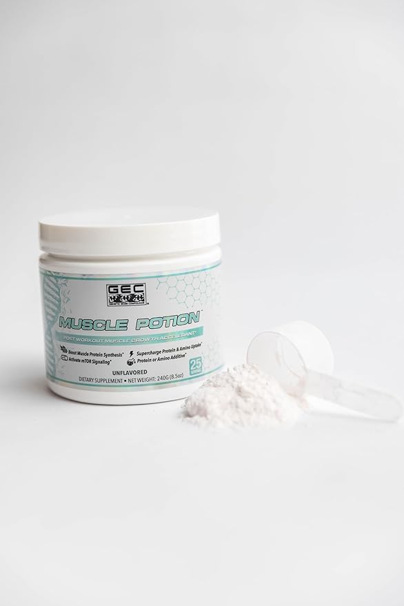 GEC Muscle Potion Creatine Monohydrate Powder (25 Servings) – Post Workout Muscle Growth Supplement with 5000mg Creatine 2500mg L-Leucine &amp 2000mg Velositol – Unflavored Muscle Recovery &amp St