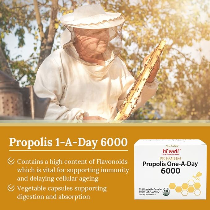 (Pack of 3) Hi Well Premium Propolis 6000 Flavonoid 120mg 150Capsules