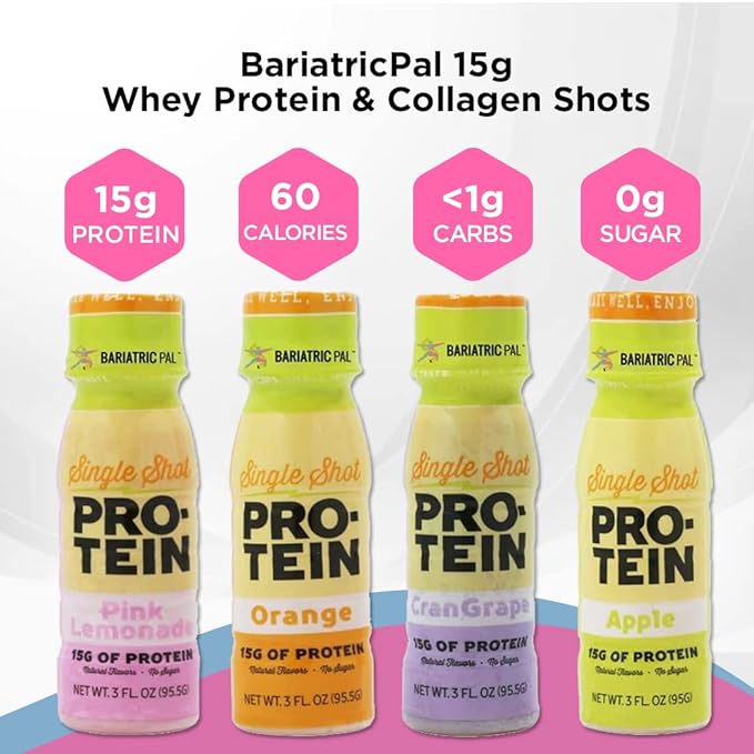 BariatricPal Apple Protein &amp Collagen Shots - 15g Complete Protein