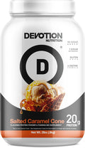 Devotion Nutrition Protein Powder Blend | Gluten Free Keto Friendly No Added Sugars | 1g MCT | 20g Whey &amp Micellar Protein | 2lb Tub (Salted Caramel Cone)
