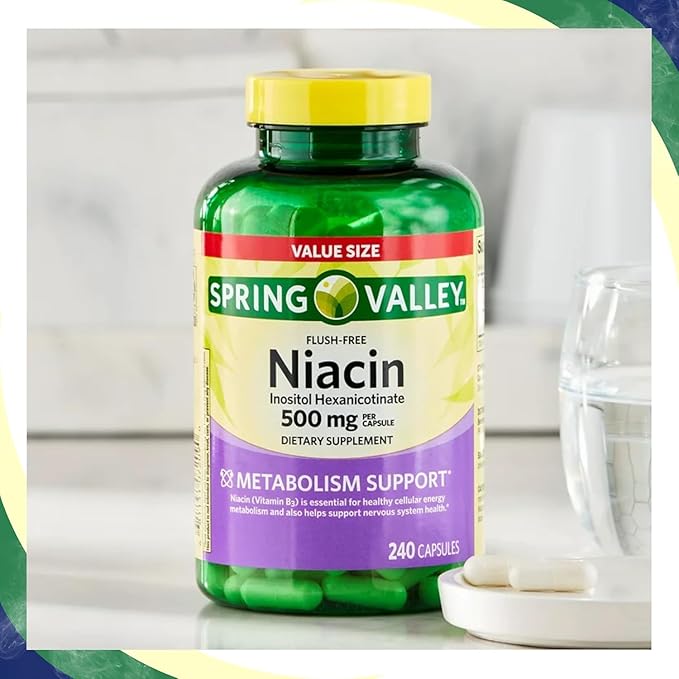 Vitamin B3 Niacin 500mg Flush Free Capsules Dietary Supplement 240 Pills (Pack of 1)