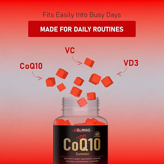 CoQ10 Gummies for Adults Fruit Flavored Chewable with Coenzyme Q10 Soft Gummy Format for Easy Daily Use 60 Count Bottle