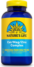 Nature's Life Cal Mag Zinc Complex - Calcium (1000 mg) Magnesium (500 mg) Zinc (15 mg) &amp D3 Supplement Trace Mineral Support for Bones &amp Teeth Vitamin Formula for Men &amp Women - 250 Co