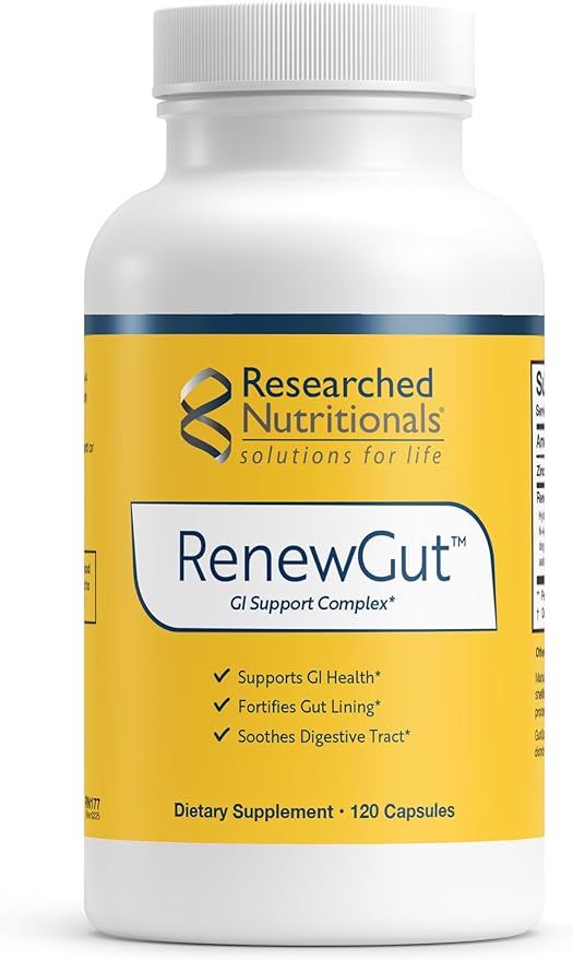 Researched Nutritionals RenewGut - GI Complex to Support Gut Lining Healthy Histamine Levels &amp Digestive Health - Collagen Peptides Zinc Carnosine DGL &amp N Acetyl Glucosamine (120 Capsules)