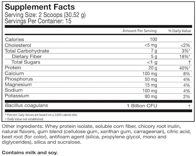 Celebrate Vitamins Rebuild Protein Powder with Probiotics &amp Prebiotics - 20g Whey Isolate Protein High Fiber for Post Bariatric Surgery Patients - Cookies &amp Cream (15 Servings)