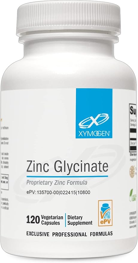 XYMOGEN Chelated Zinc Glycinate Supplement (120 Vegan Capsules)