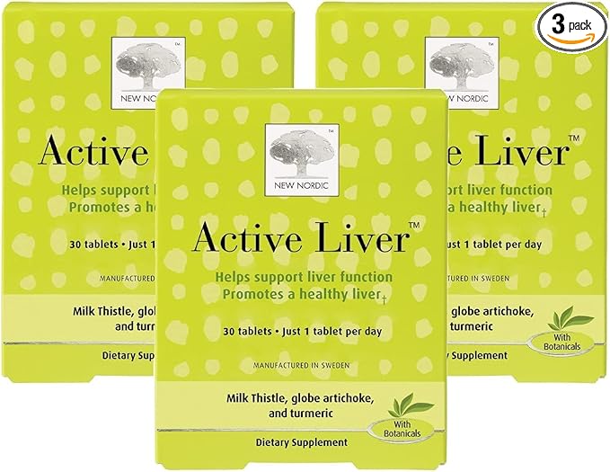 NEW NORDIC Active Liver 90-Day Supply Daily Liver Supplement Milk Thistle Artichoke &amp Turmeric 30 Tablets (Pack of 3)