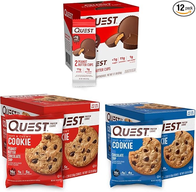 Quest Nutrition Protein Treats Bundle - Peanut Butter Cups Cookies and More (12 + 12 + 12 Count)