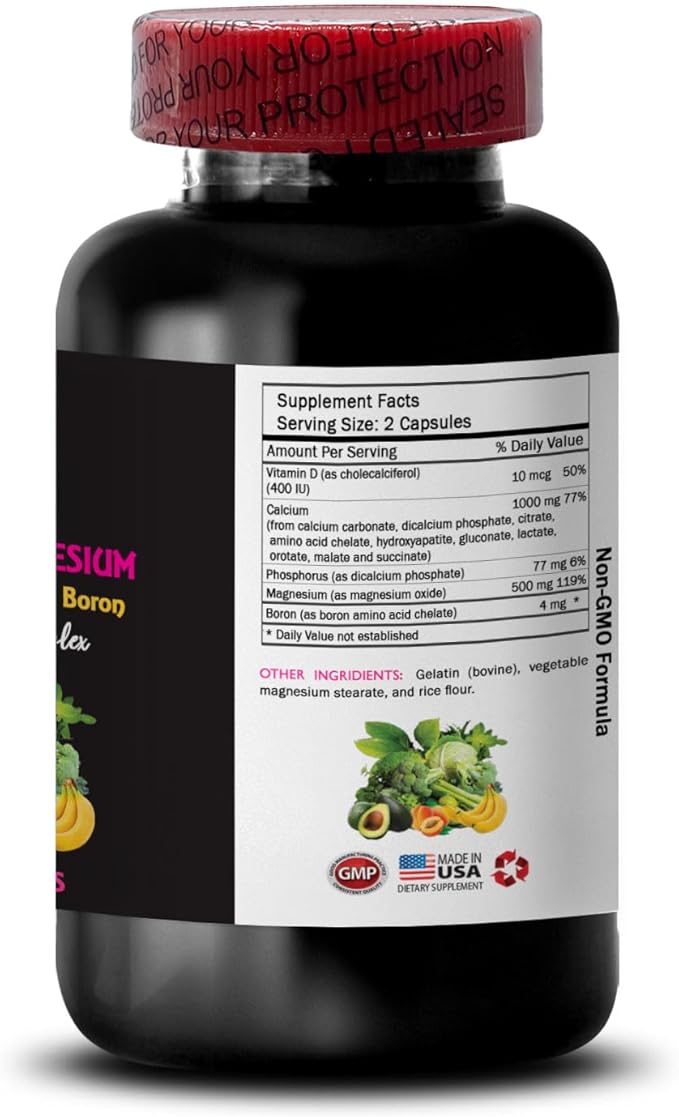 Calcium Magnesium Supplement - Phosphorus Support Magnesium Formula Daily Support Boron Benefits Calcium with D Vitamin D Boost Natural Supplements for Women Balanced Minerals 2Bot