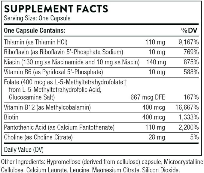 THORNE - Basic B Complex (60 Capsules) &amp Vitamin D-5000 (60 Capsules) Bundle - Supports Cellular Energy Production Brain Health &amp Healthy Bones - Gluten Dairy &amp Soy-Free