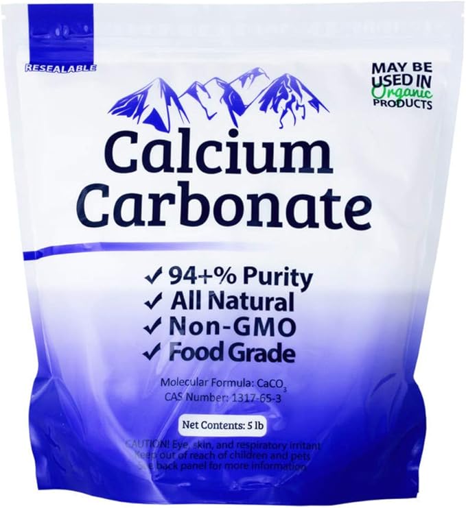25 lb (5 x 5 lb Bags) Food Grade 97+% Calcium Carbonate from Ground Limestone