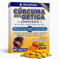 Cúrcuma Más Ortiga Extra Reforzada Turmeric and Nettle Compound with Grape Seed MSM Ginger and Vitamin C 60 Tablets