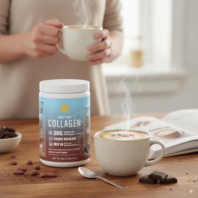 Chocolate Peptides Powder Grass Fed Hydrolyzed Type 1&amp3 Collagen Promotes Hair Skin and Nails (30 Servings) (Chocolate)