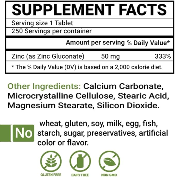 Peter Gillham's Life Essentials Zinc Tablets Immune System Support 50mg 250 Tablets